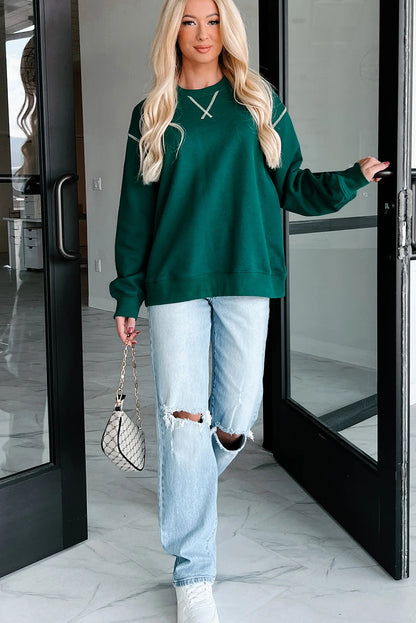 Skobeloff Contrast Stitched Detail Oversized Crewneck Sweatshirt