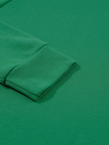 Green Raglan Sleeve Sweatshirt with Round Neck