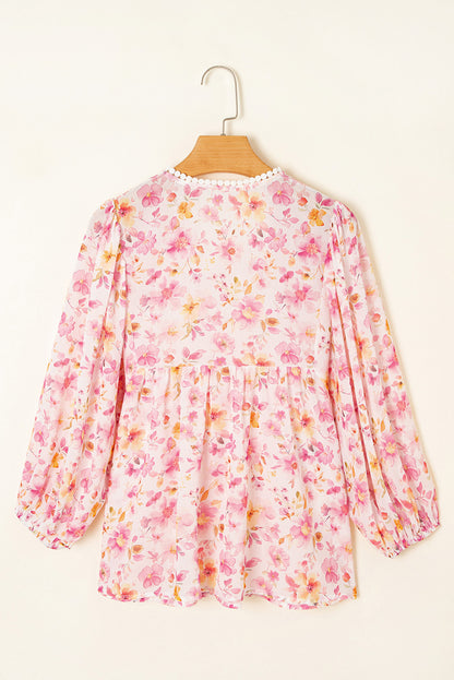 pink floral blouse
