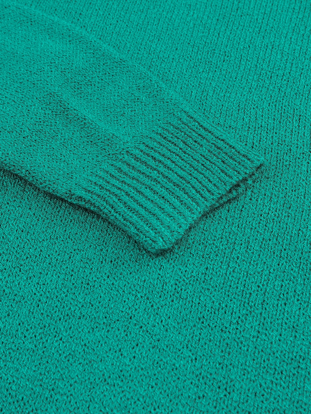 Green Rib Knit Off Shoulder Sweater with Chest Pocket