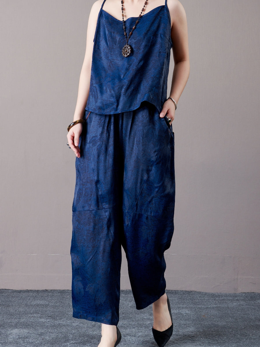 Copper Satin Spaghetti Strap Two-Piece Set