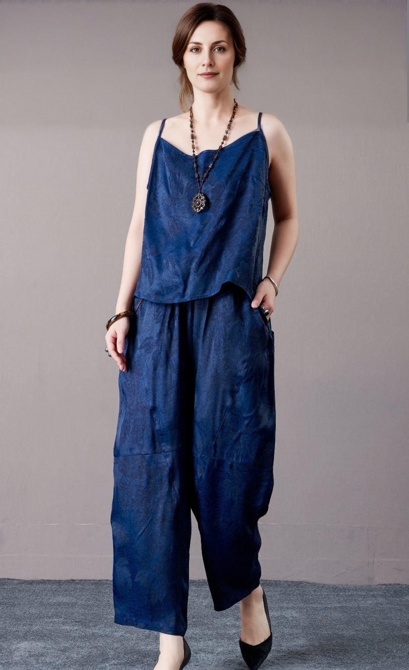 Copper Satin Spaghetti Strap Two-Piece Set