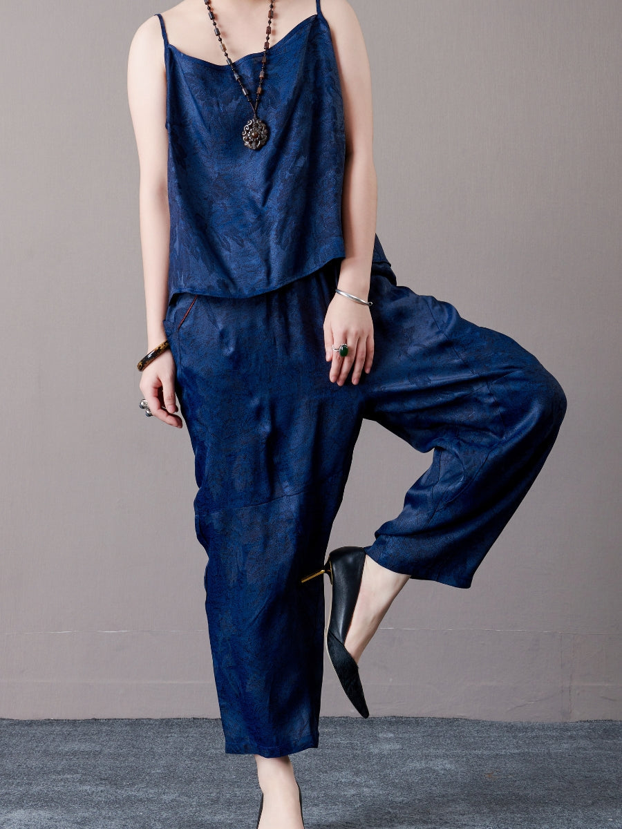 Copper Satin Spaghetti Strap Two-Piece Set