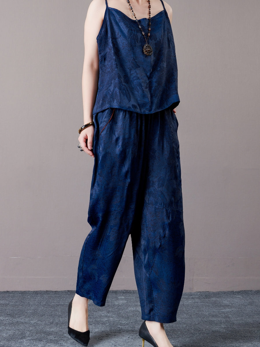 Copper Satin Spaghetti Strap Two-Piece Set