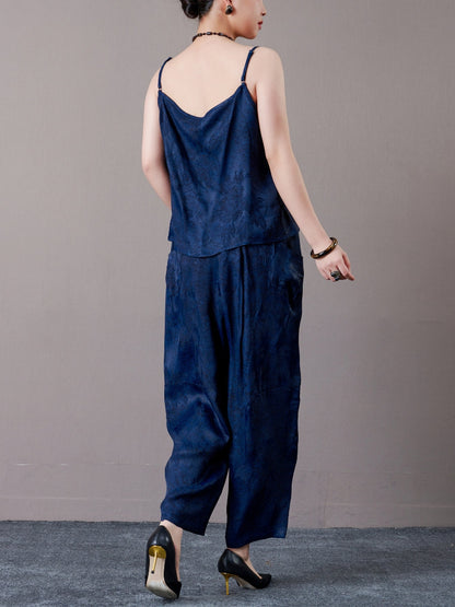 Copper Satin Spaghetti Strap Two-Piece Set