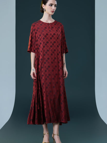 Red Polka Dot Midi Dress