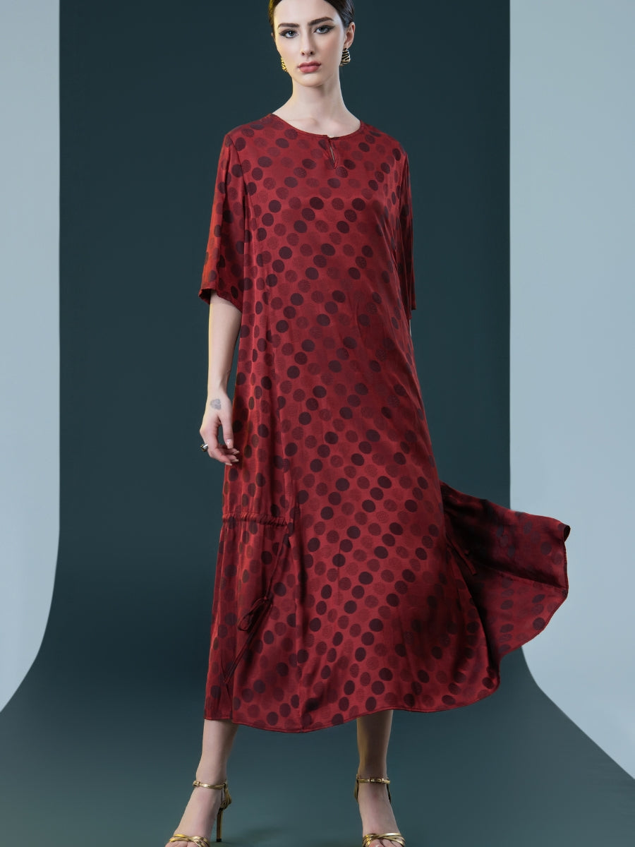 Red Polka Dot Midi Dress