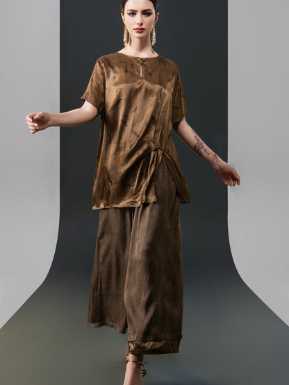 Chic Abstract Print Two-Piece Set