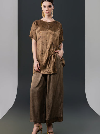 Chic Abstract Print Two-Piece Set