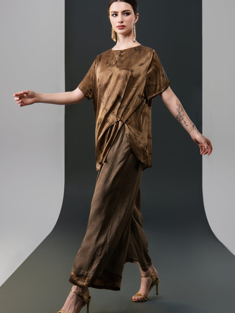 Chic Abstract Print Two-Piece Set