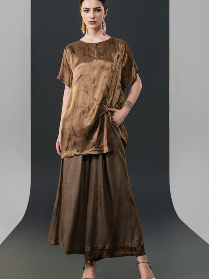 Chic Abstract Print Two-Piece Set