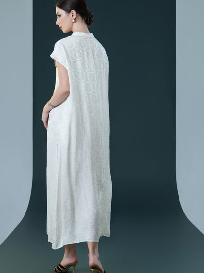 Elegant Black Cap-Sleeve Maxi Dress with Tie Neck