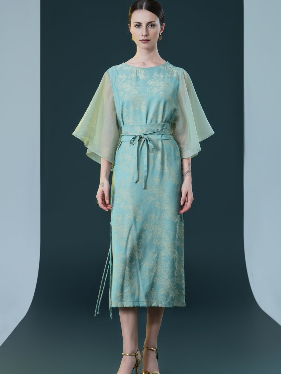 Mint Green Kimono Sleeve Midi Dress