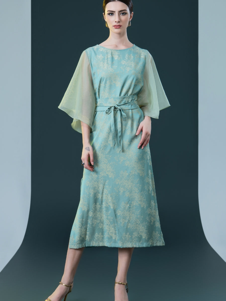 Mint Green Kimono Sleeve Midi Dress