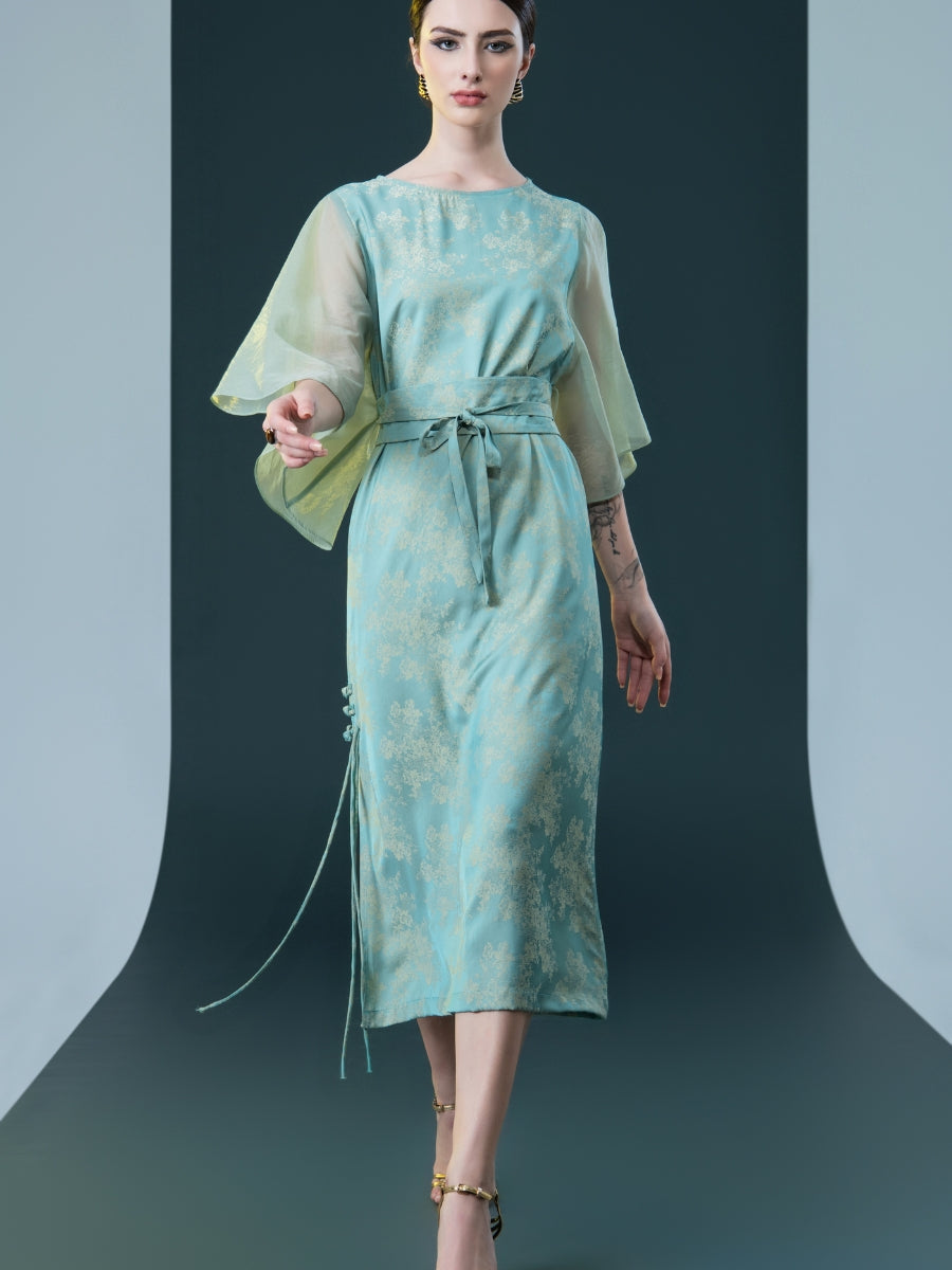 Mint Green Kimono Sleeve Midi Dress