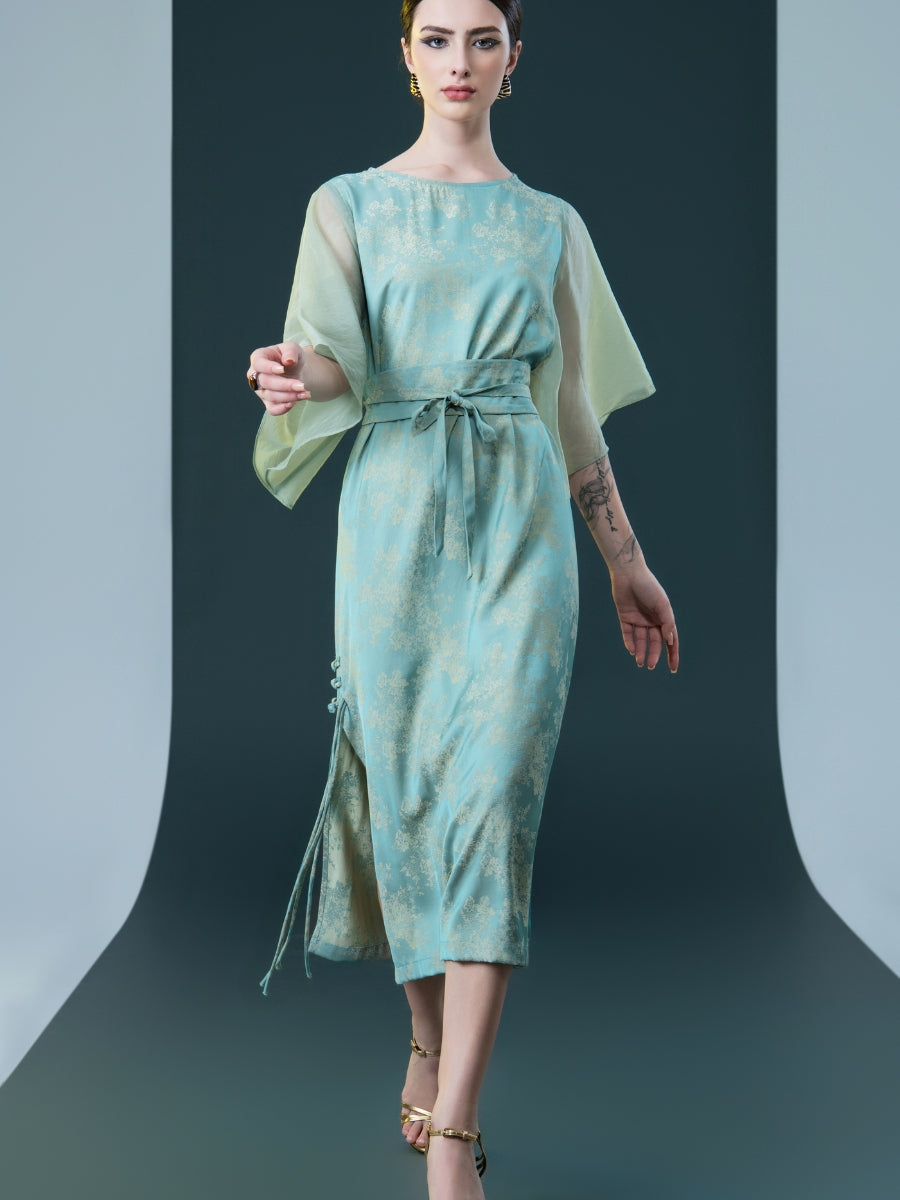 Mint Green Kimono Sleeve Midi Dress