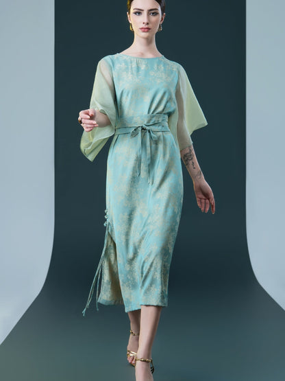 Mint Green Kimono Sleeve Midi Dress
