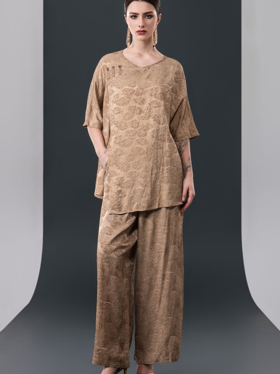 Olive Green Floral Two-Piece Set