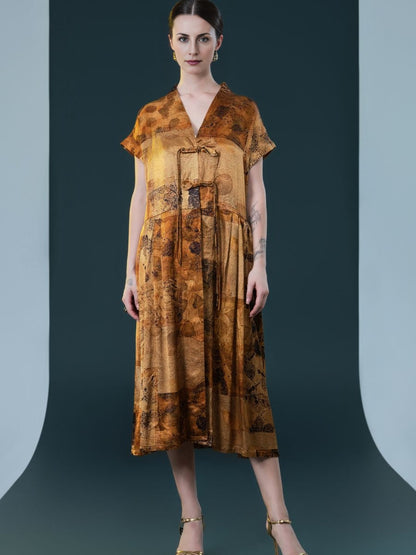 Vintage Inspired V-Neck Midi Dress