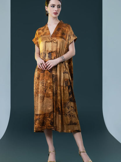 Vintage Inspired V-Neck Midi Dress