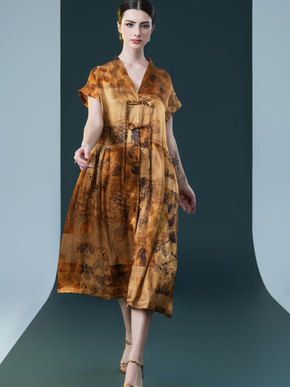 Vintage Inspired V-Neck Midi Dress