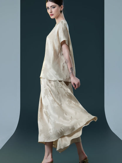 Bronze Floral Two-Piece Ensemble