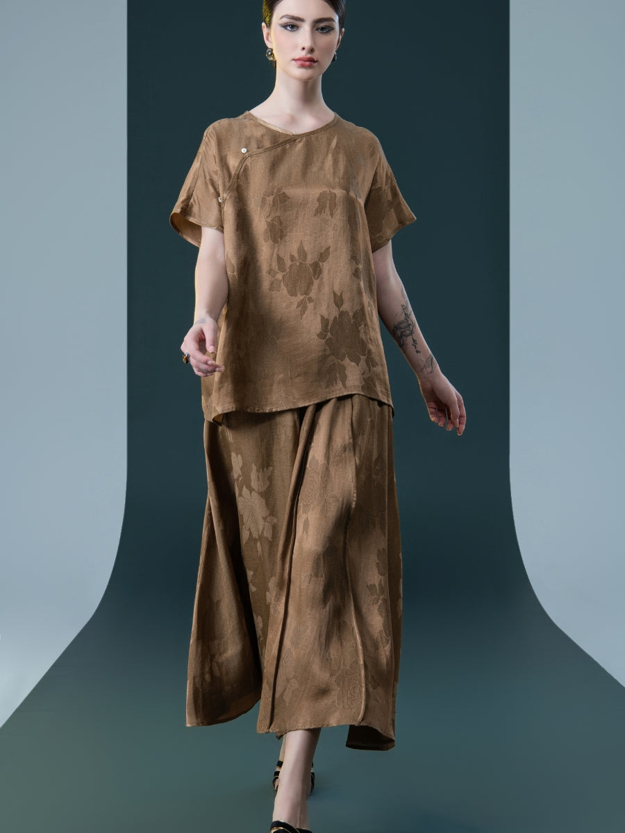 Bronze Floral Two-Piece Ensemble