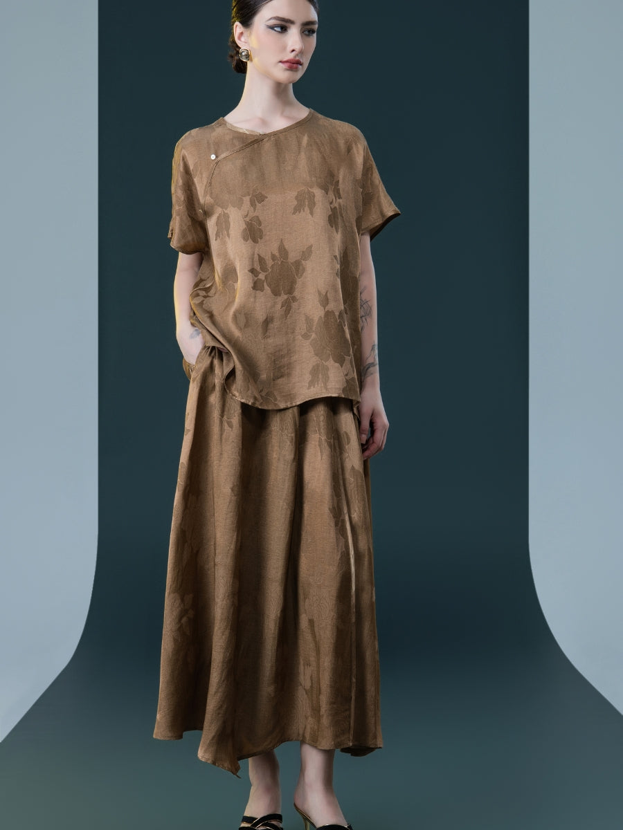 Bronze Floral Two-Piece Ensemble