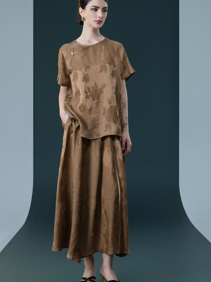 Bronze Floral Two-Piece Ensemble