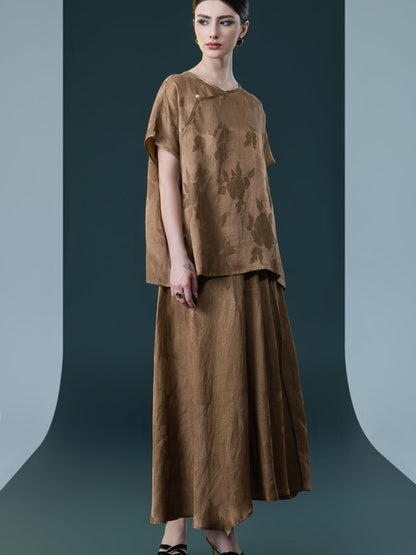 Bronze Floral Two-Piece Ensemble