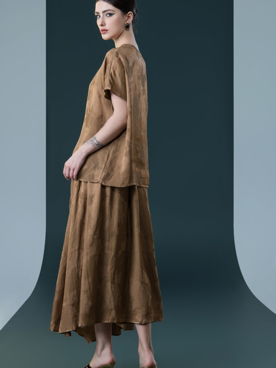 Bronze Floral Two-Piece Ensemble