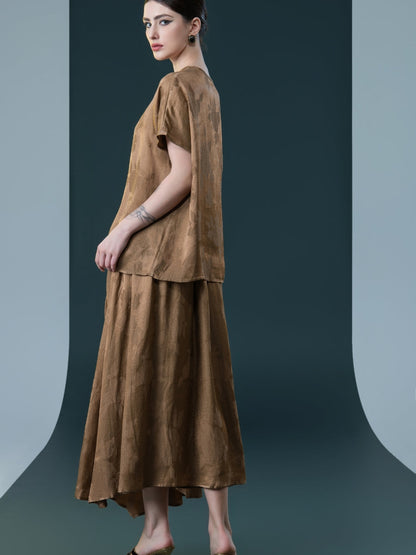 Bronze Floral Two-Piece Ensemble