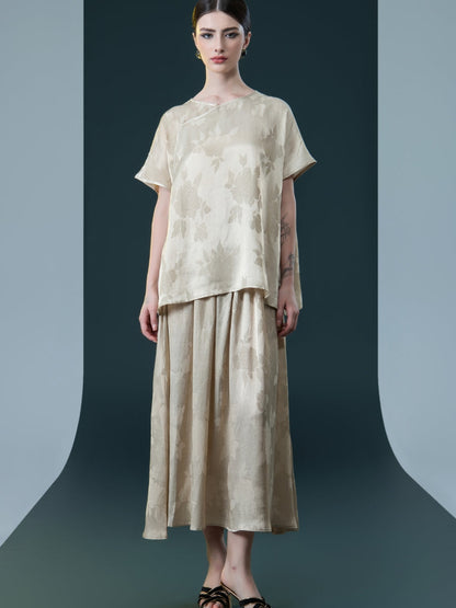 Bronze Floral Two-Piece Ensemble