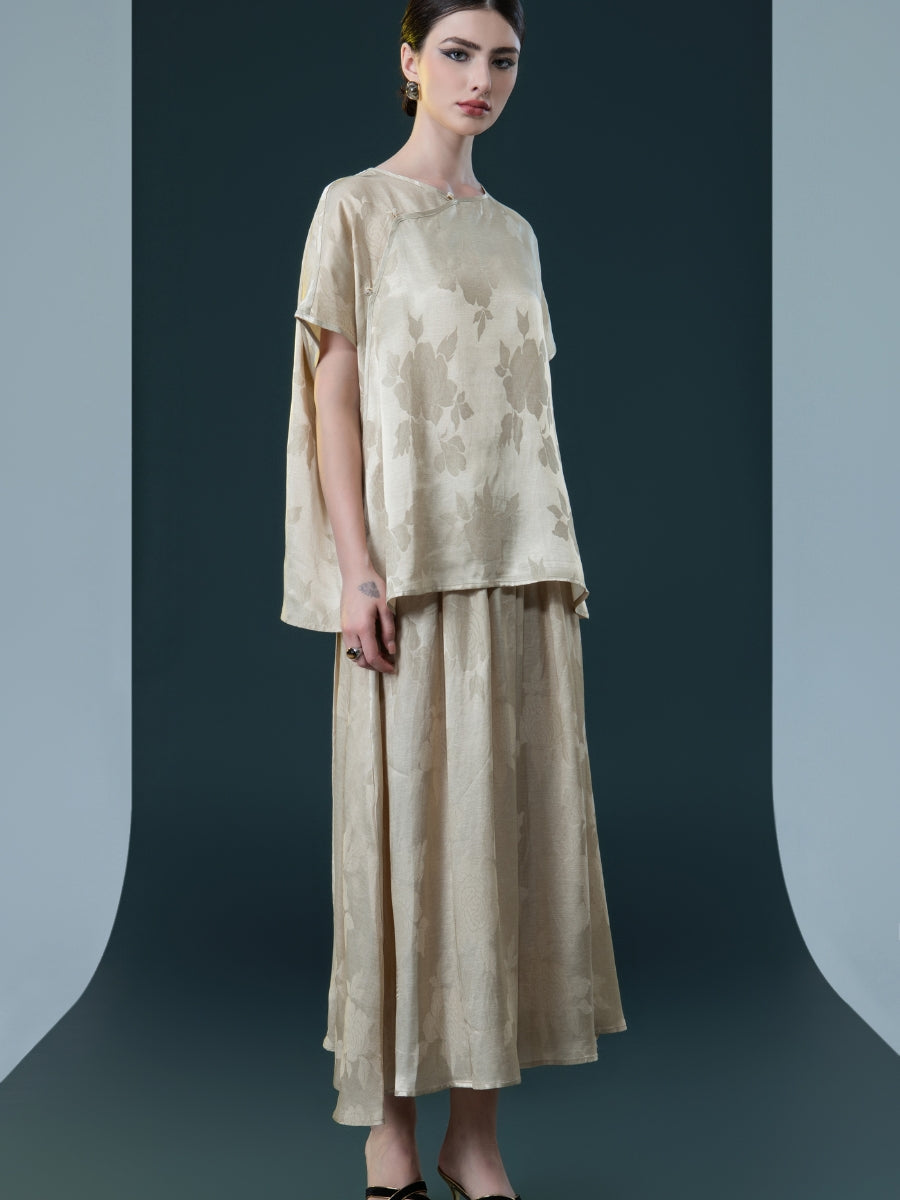 Bronze Floral Two-Piece Ensemble