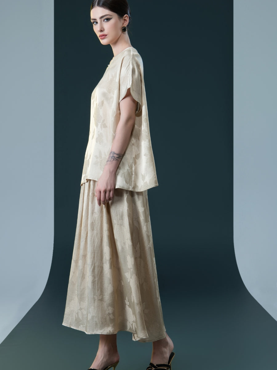 Bronze Floral Two-Piece Ensemble