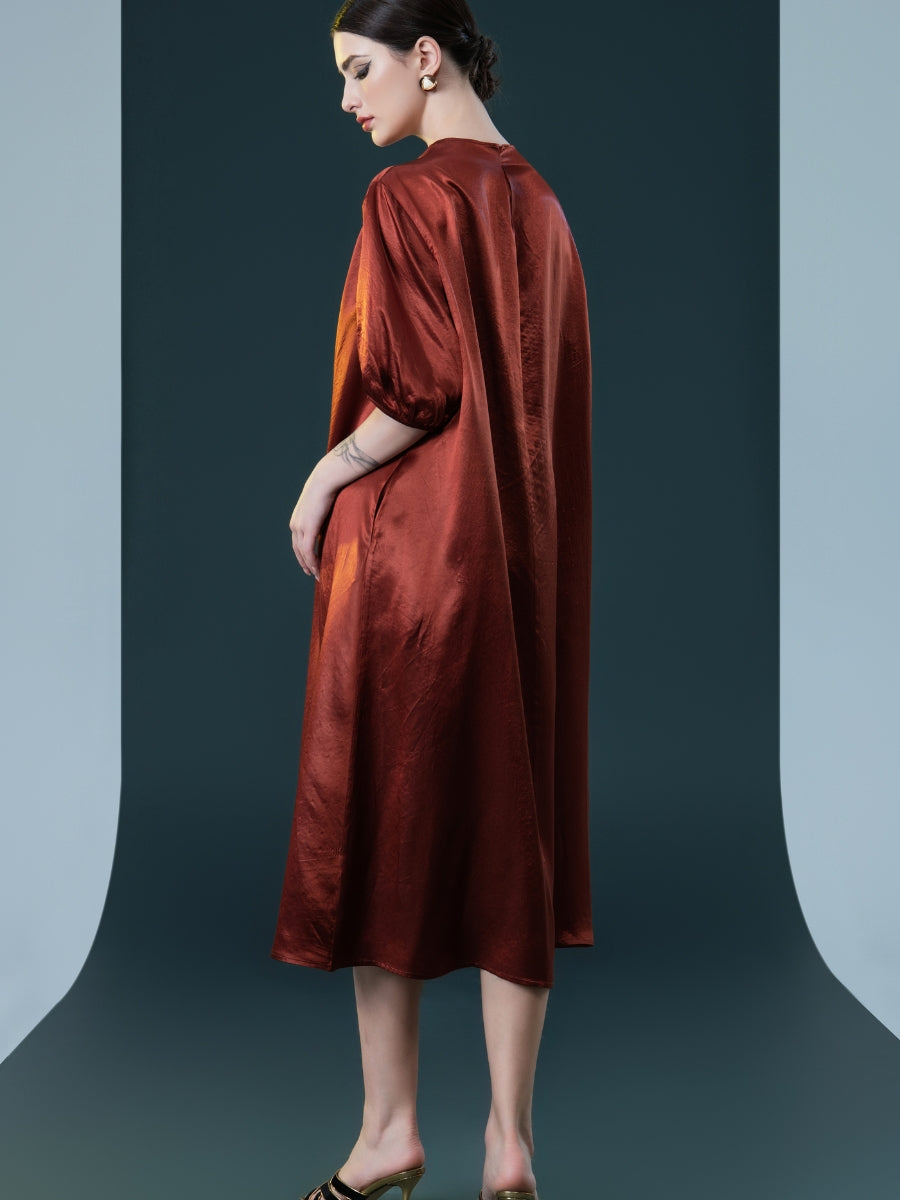 Emerald Green Satin Tunic with White Wide-Leg Pants