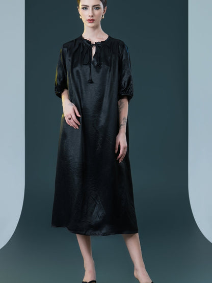 Emerald Green Satin Tunic with White Wide-Leg Pants