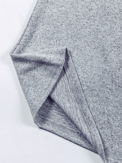 Elegant Gray Bishop Sleeve Knit Top