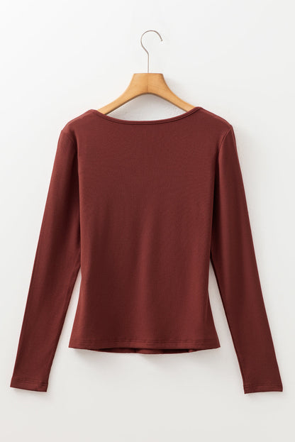 square neck long sleeve top