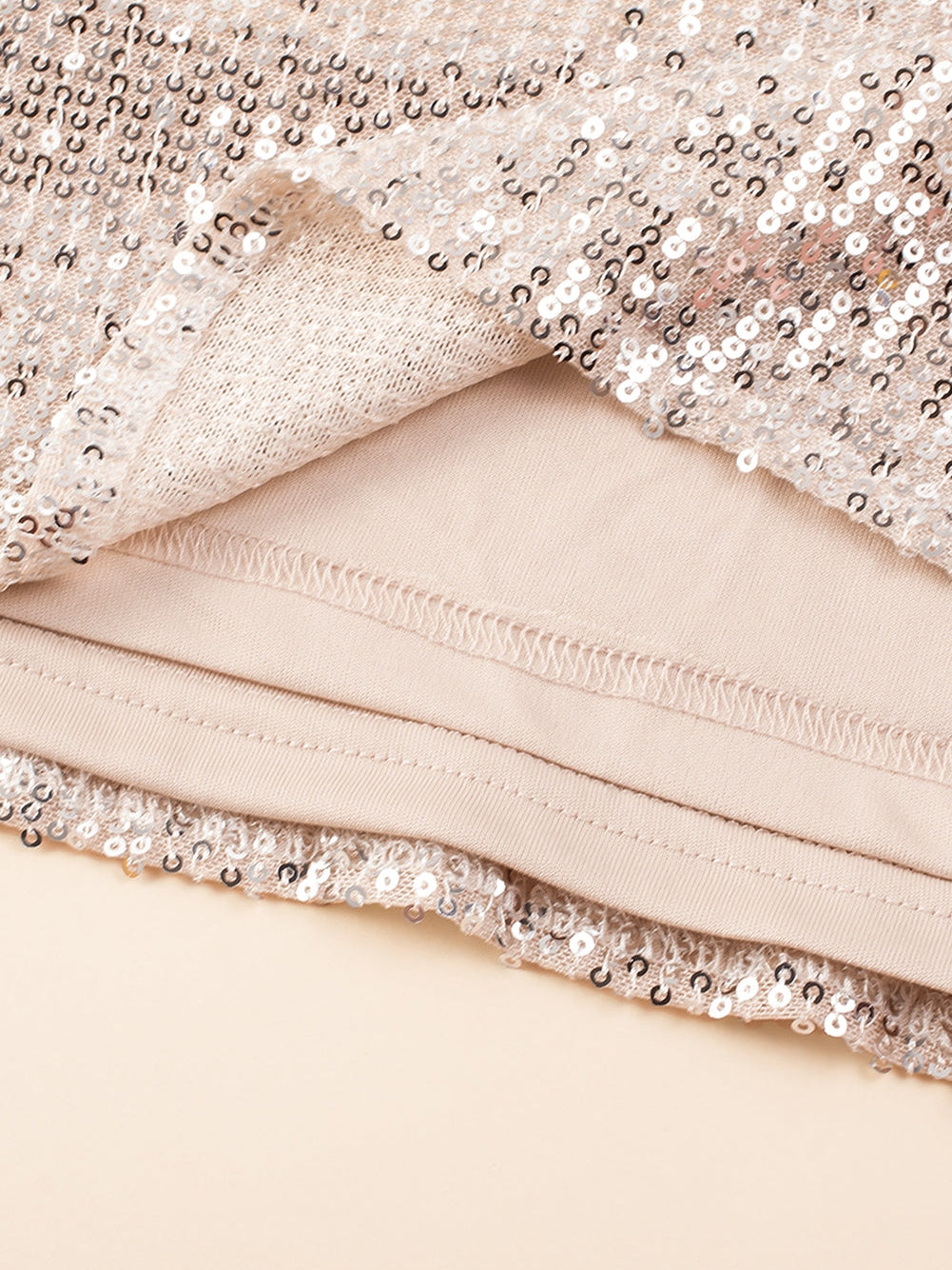 Apricot Plus Size Sequined V Neck Boxy Top