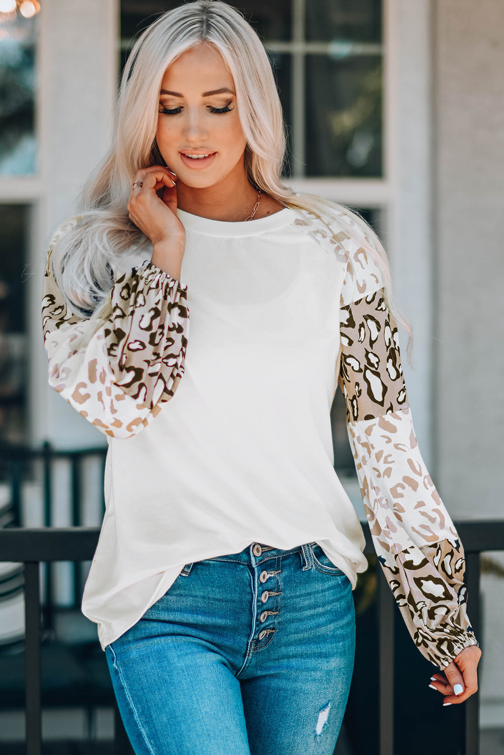 Beige Southern Belle Leopard Bubble Top