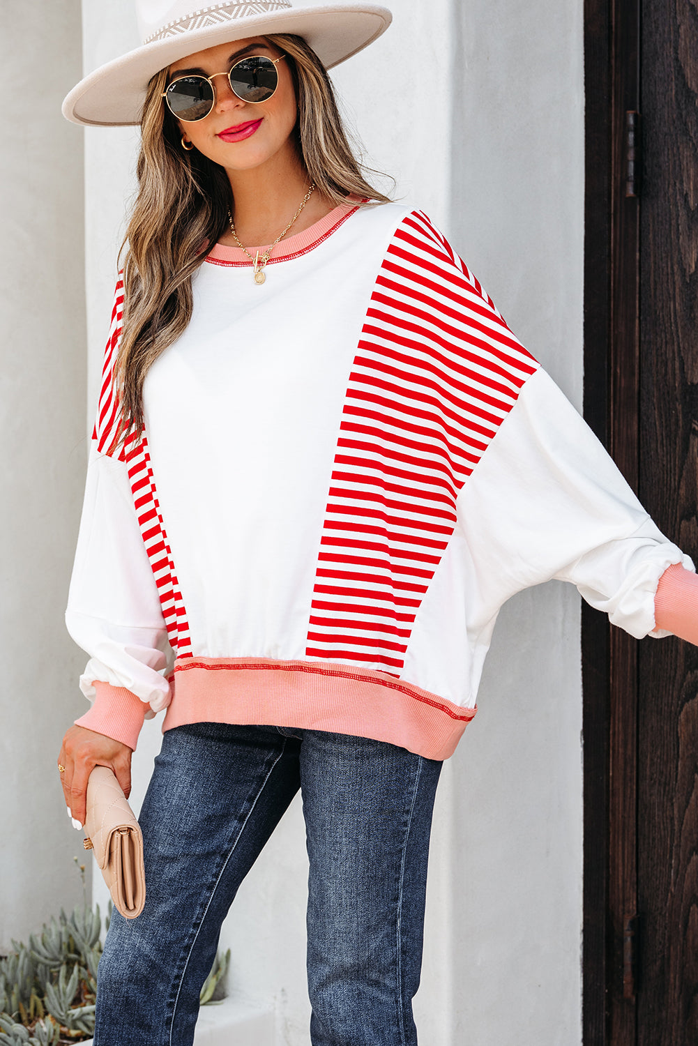 stripe patchwork sweatshirt