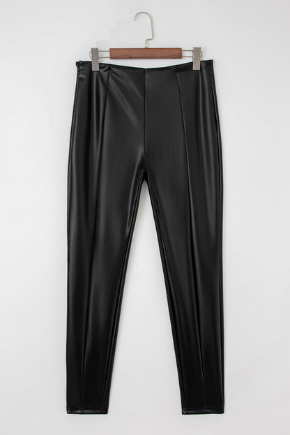 black faux leather leggings