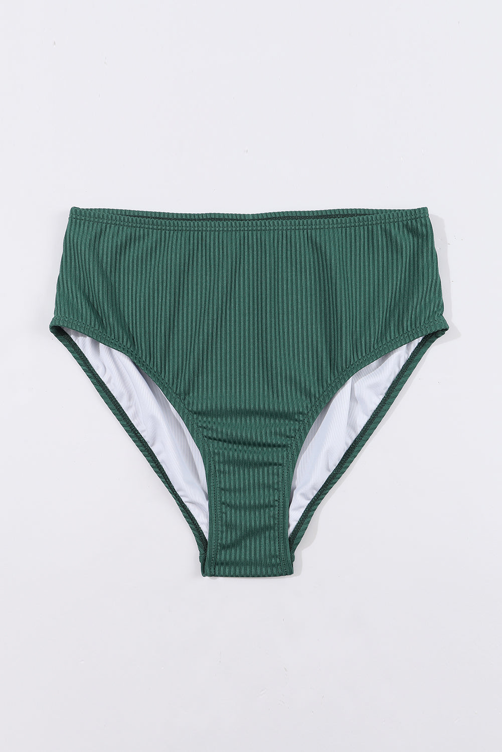 Black Emerald Ruched U Neck Ribbed Tankini