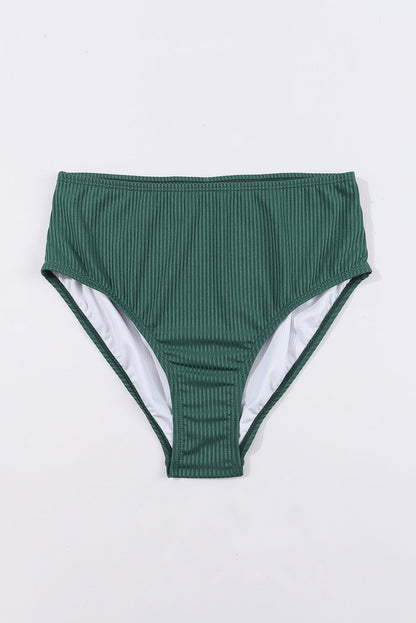 Black Emerald Ruched U Neck Ribbed Tankini