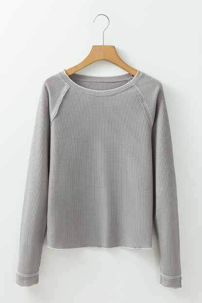 textured knit long sleeve top