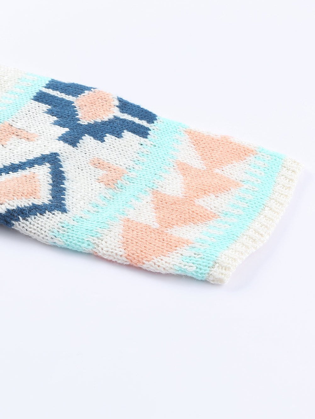 Apricot Aztec Patterned Open Front Sweater Cardigan