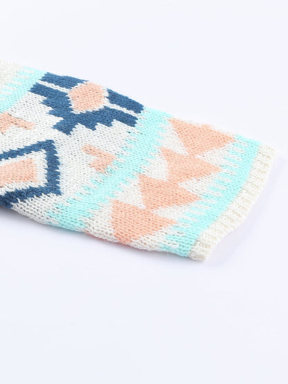 Apricot Aztec Patterned Open Front Sweater Cardigan