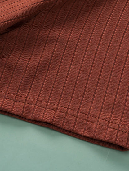 Chestnut Plus Size Ribbed Knit Henley Tee