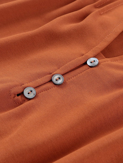 Elegant Brown V-Neck Ruffle Pleated Blouse